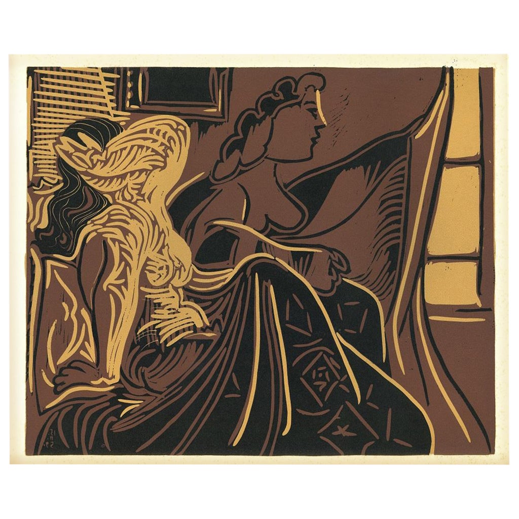 Deux Femmes Près de la Fenetre - Impression en linogravure d'après Pablo Picasso - 1959