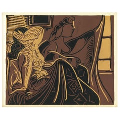 Deux Femmes Près de la Fenetre - Linocut Print after Pablo Picasso - 1959