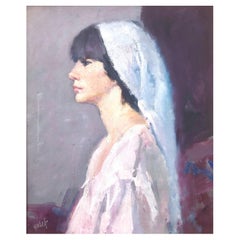 Female figure woman oil on canvas painting portrait