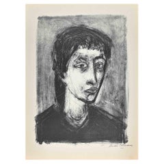 Portrait - Original Lithograph by Andrè Minaux- Mid 20th Century