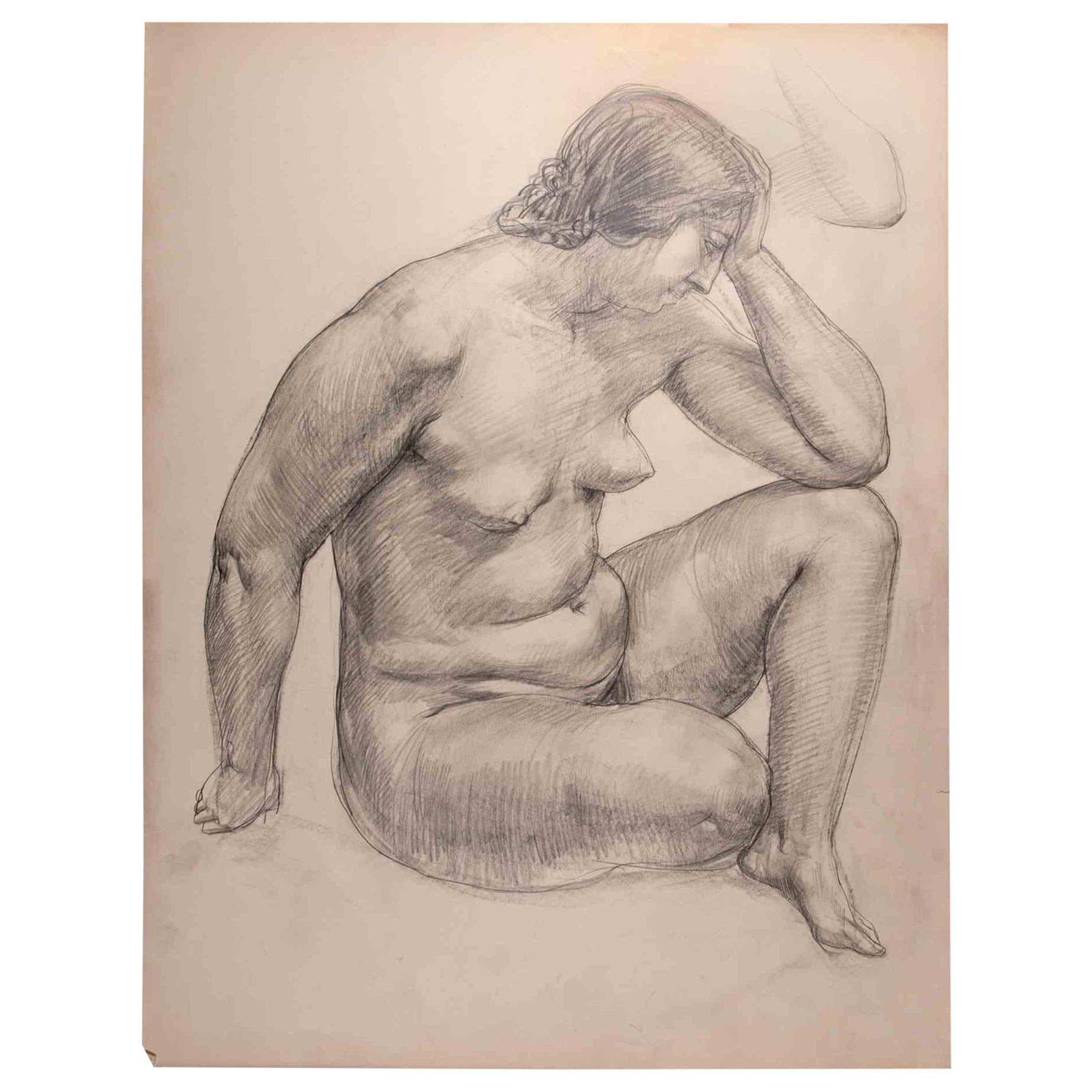 Nude Albert Fernand-Renault - Femme nue - Dessin au crayon - Milieu du XXe sicle