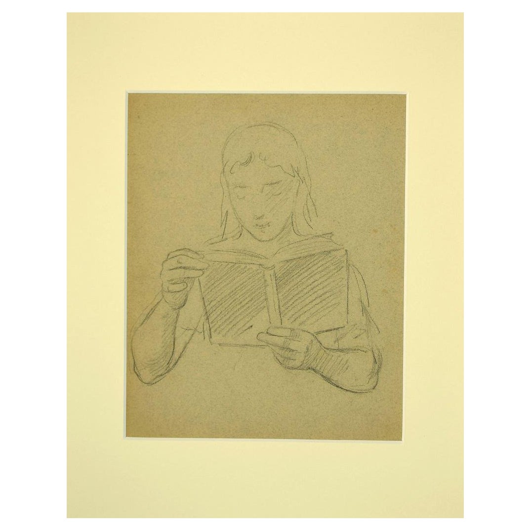 Paul Morin Figurative Art - Reading Woman - Pencil Drawing - 1940s
