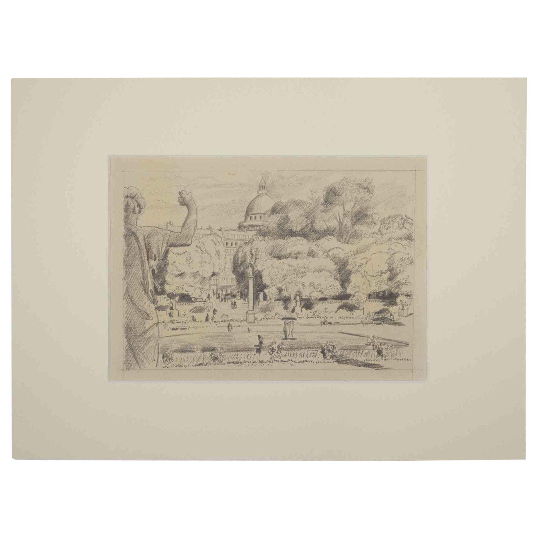 Cityscape - Pencil Drawing - Mid 20th Century