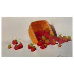 Strawberries, Still Life, Kitchen Art, Original oil Painting, Ready to Hang