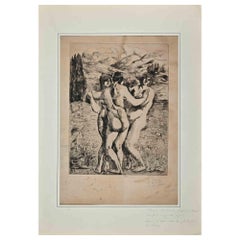 Three Figures - Original Etching and Drypoint by Pierre Girieud - 1920
