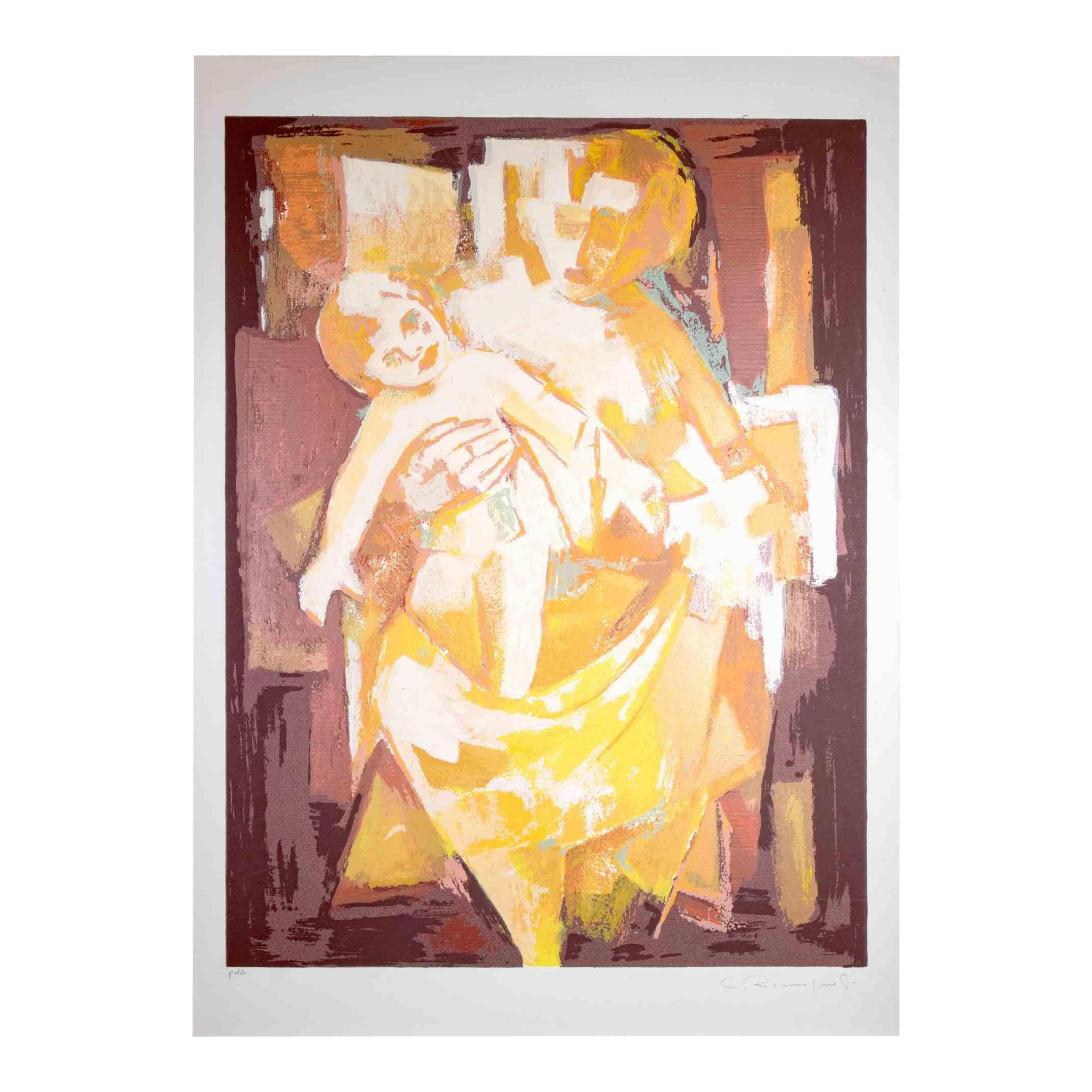 Alfredo Romagnoli Mother and Child Lithograph by Alfredo Romagnoli  1970s For Sale at 1stDibs