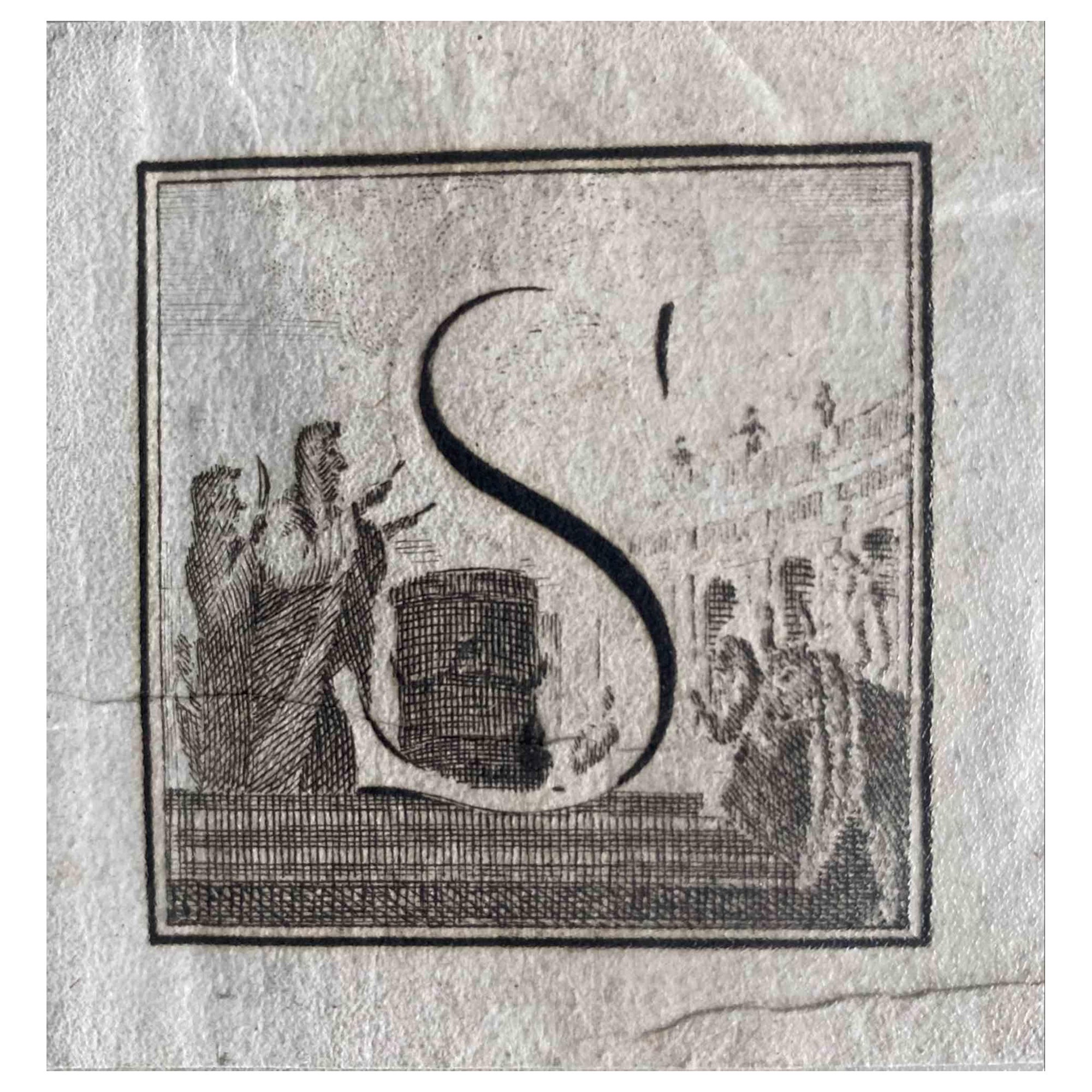 Carlo Nolli Figurative Print - Antiquities of Herculaneum -  Letter of the Alphabet  S - Etching - 18th Century