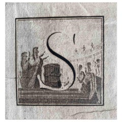 Antiquités d'Herculanum -  Lettre de l'alphabet  S - Eau-forte - XVIIIe siècle