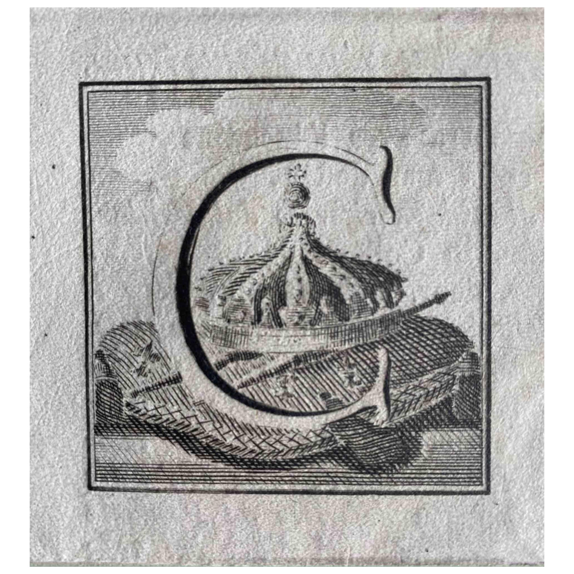 Carlo Nolli Figurative Print - Antiquities of Herculaneum -  Letter of the Alphabet  C - Etching - 18th Century