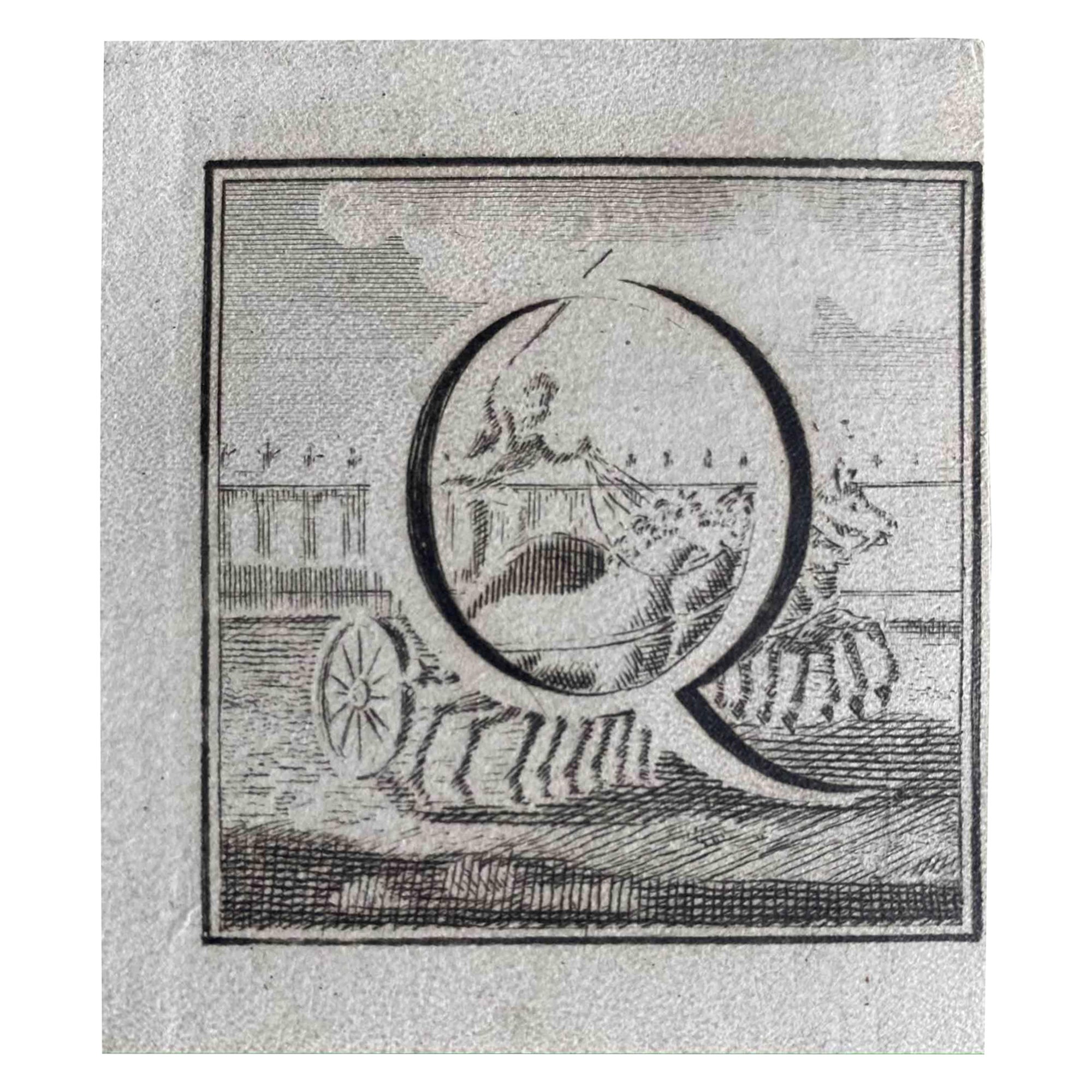 Carlo Nolli Figurative Print - Antiquities of Herculaneum -  Letter of the Alphabet  Q - Etching - 18th Century