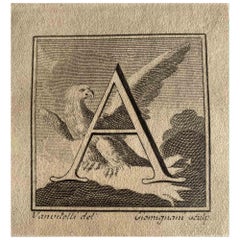 Antiquités d'Herculanum -  Lettre de l'alphabet  A - Eau-forte - XVIIIe siècle