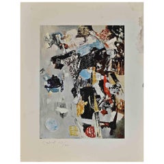 Composition abstraite - Lithographie originale de Michel Cadoret - 1976 