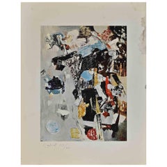 Composition abstraite - Lithographie originale de Michel Cadoret - 1976