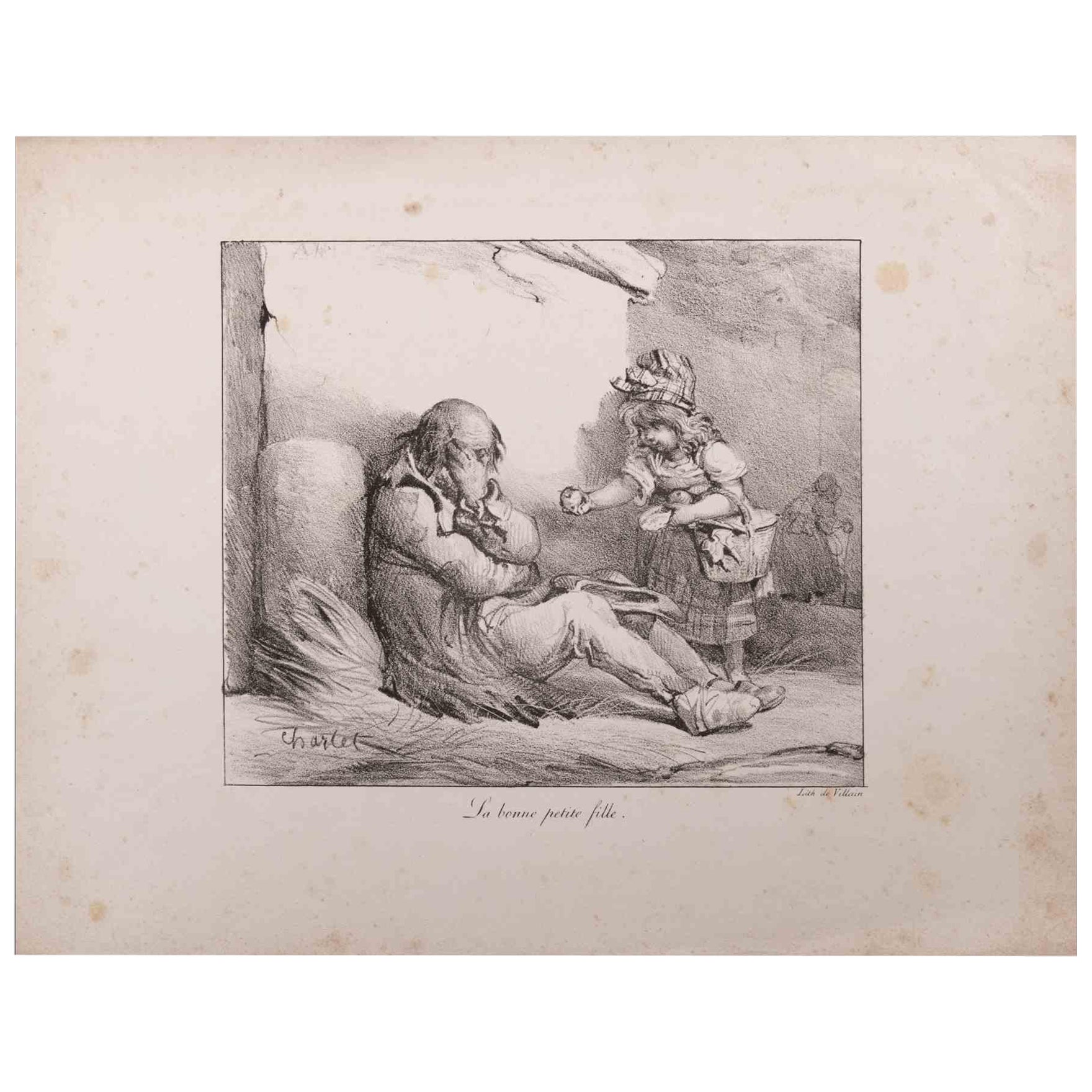 La Bonne petite fille is an Original Lithograph realized by Nicolas Toussaint Charlet (1792-1845).

Signed on the plate. Titled on the lower.

Good condition with some foxing and small cutting.

Nicolas Toussaint Charlet (20 December 1792 – 30