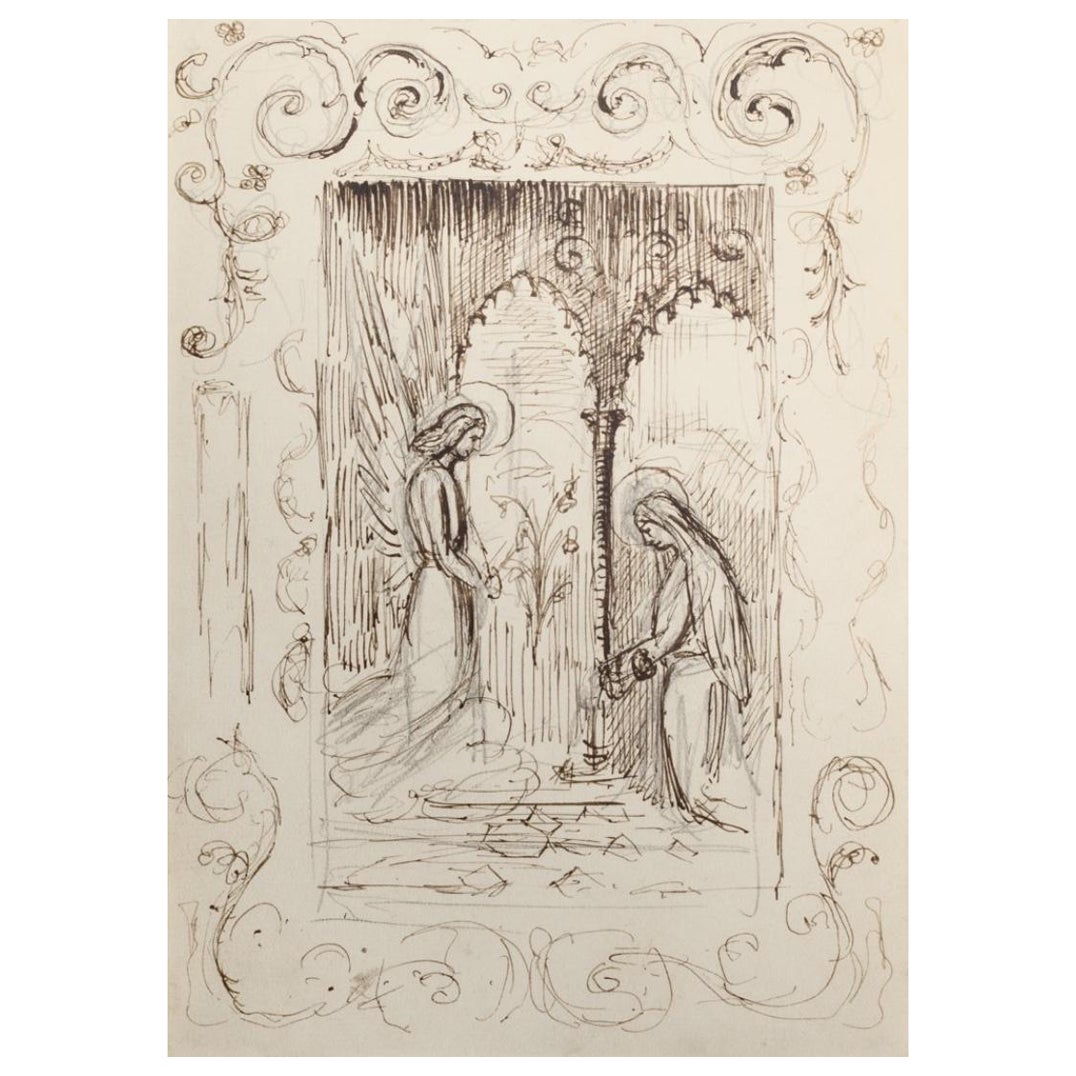 Unknown Figurative Art - Sacred Scene - Original Drawing - Early 20th Century
