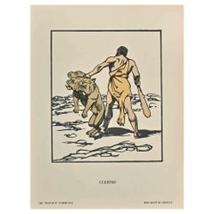 Antique Cerbère - Original Woodcut Print by Carlège (C.M. Egli) - 1877