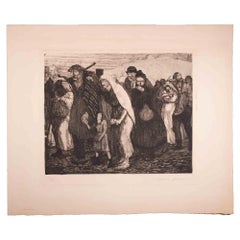 The Suffering Folk - gravure originale de Louis Jou - début du 20e siècle