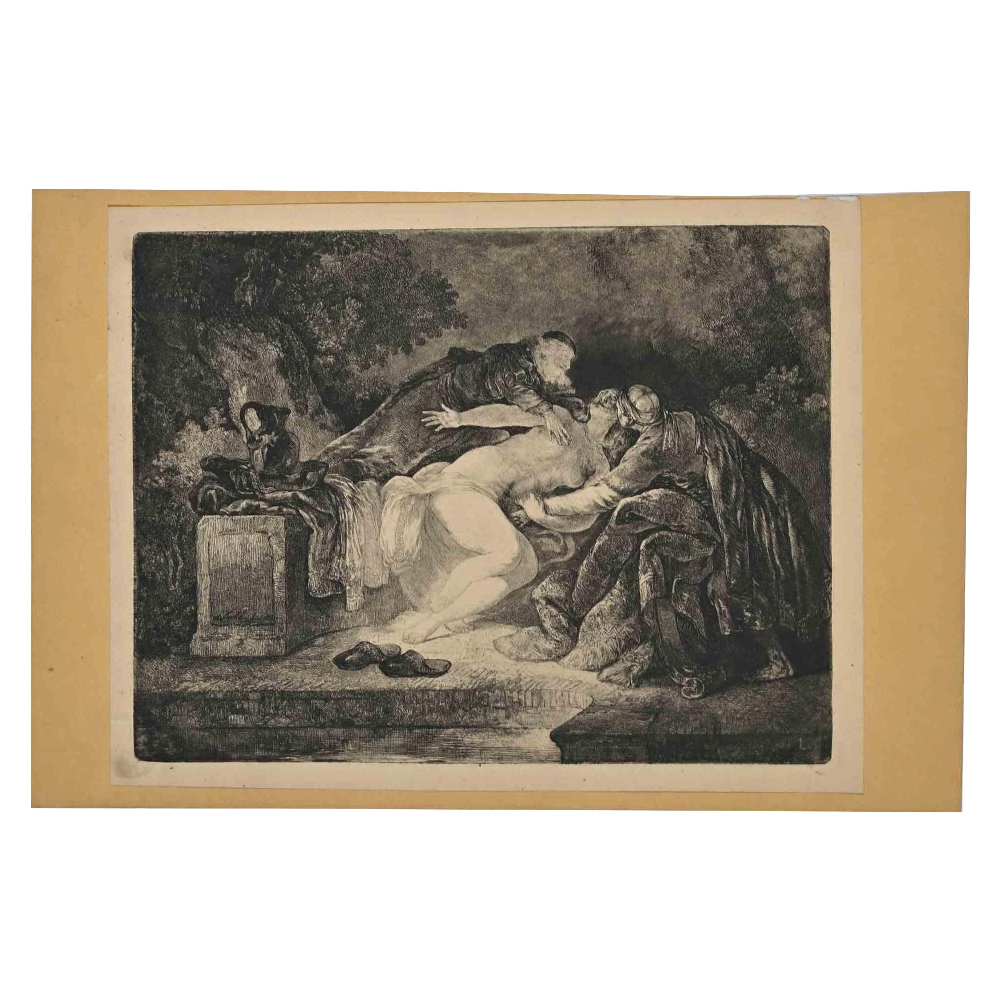 Unknown Figurative Print - Suzanne - Original Etching  by J.-P. Norblin de La Gourdaine  - 19th Century