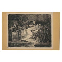 Suzanne - Original Etching  by J.-P. Norblin de La Gourdaine  - 19th Century