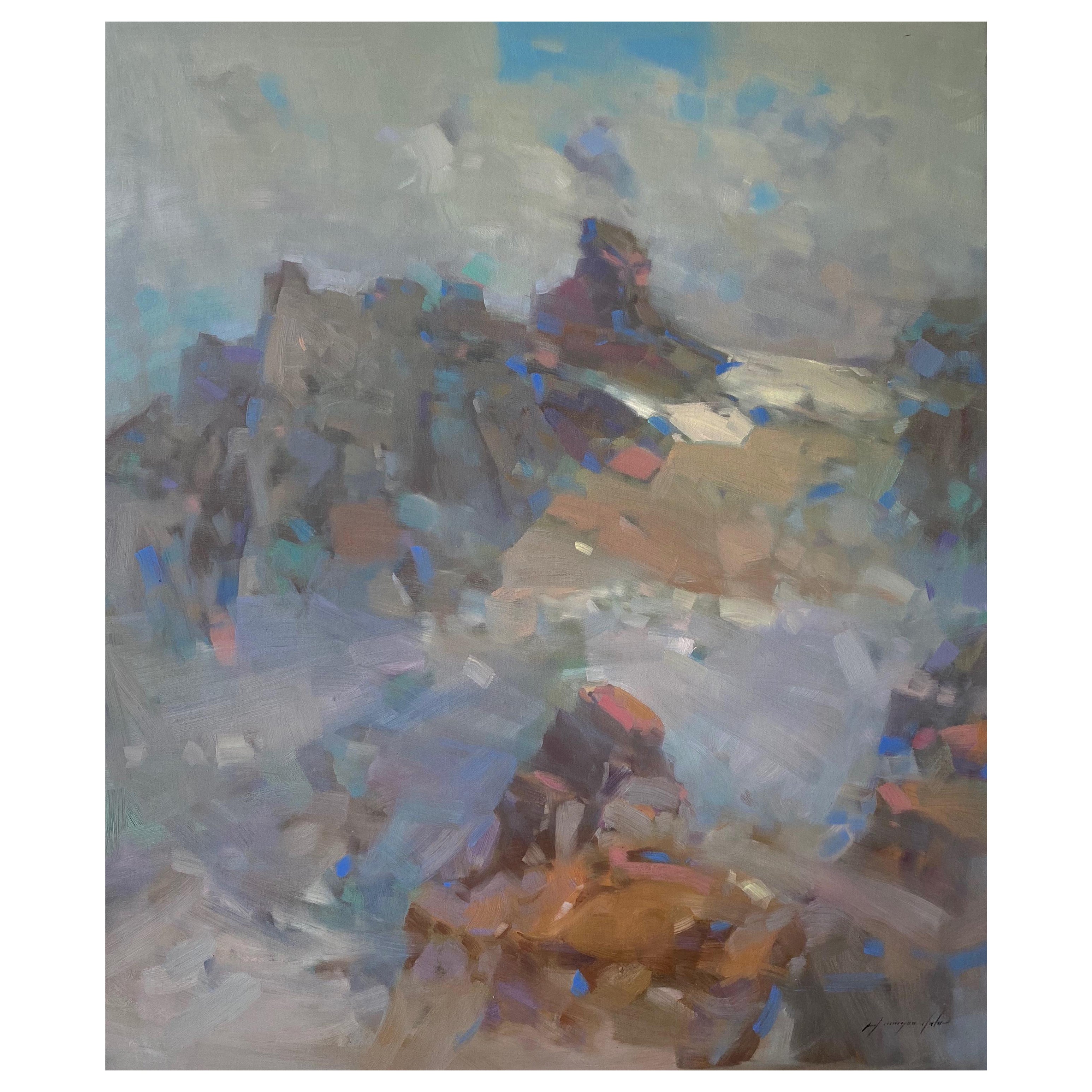 Landscape Painting Vahe Yeremyan - Alpes, paysage, peinture à l'huile originale, prête à être accrochée