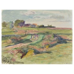 The Meadow - Original Drawing by R. Fontene - Mid-20th Century