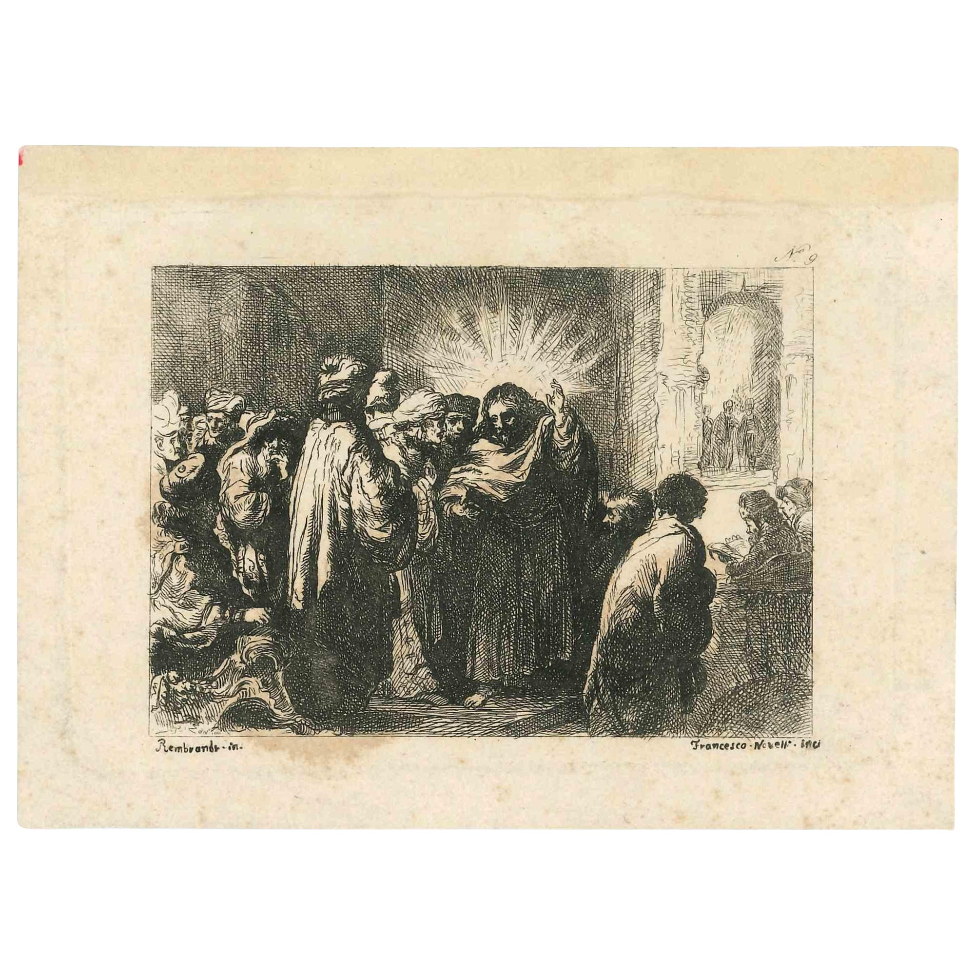 Pastoral Scene After Rembrandt ist eine Original-Radierung, die im frühen 18. Jahrhundert von Francesco Novelli (1767-1836) realisiert wurde.

Signiert auf der Platte.

In gutem Zustand. 

Das Kunstwerk wird durch sichere und kurze Striche mit gut