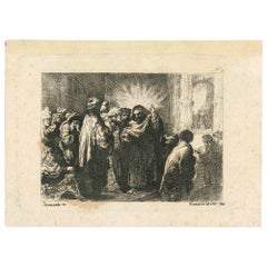 Pastoral Scene After Rembrandt   - Original Etching by Francesco Novelli - 19th