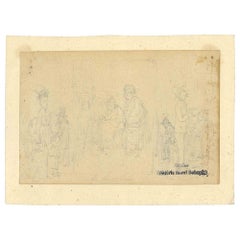 Figures -  Original Drawing by Fredric Henri Schopin- Late 19th Century