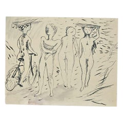 Nudes  - Original Drawing by Lucien Coutaud - 1935