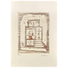 The House of Women - Original Etching After Massimo Campigli - 1970s