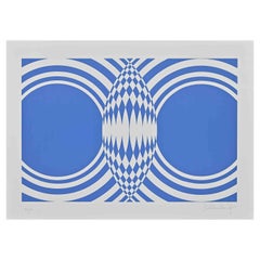Blue Composition - Screen Print by Victor Debach - 1970s