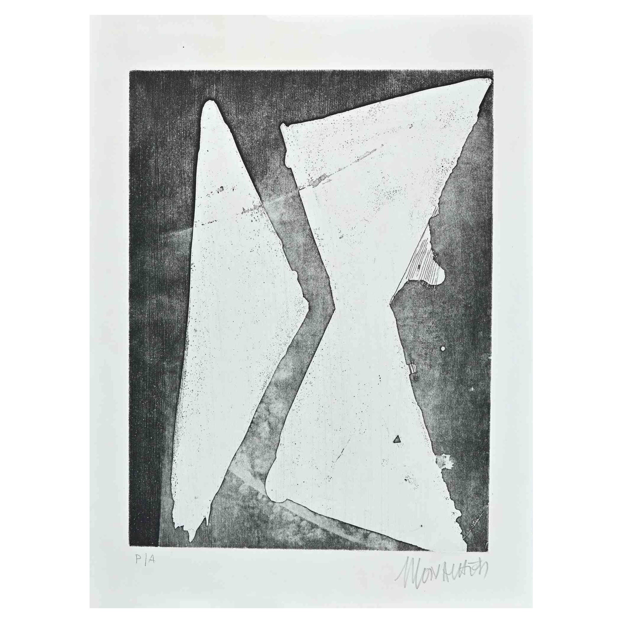 Hourglass - Original Etching by Sante Monachesi - 1970s