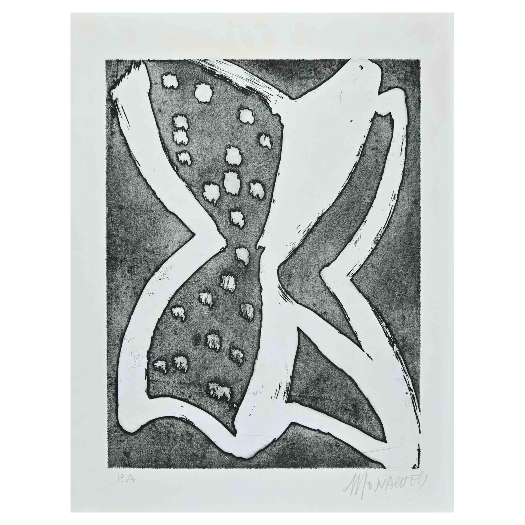 The Butterfly is an original etching artwork on paper realized by Sante Monachesi.

Hand-signed on the lower right by pencil. Artist Proof.

it is an artist's proofs edition on the lower left.

Very good conditions.

The artwork is created in