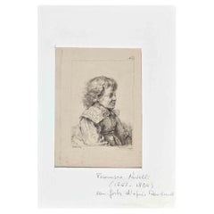 Portrait After Rembrandt  - Original Etching by Francesco Novelli - 19th