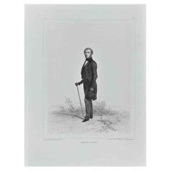 Portrait d'Alexandre Nordmann - Lithographie originale par  Auguste Raffet - 1848