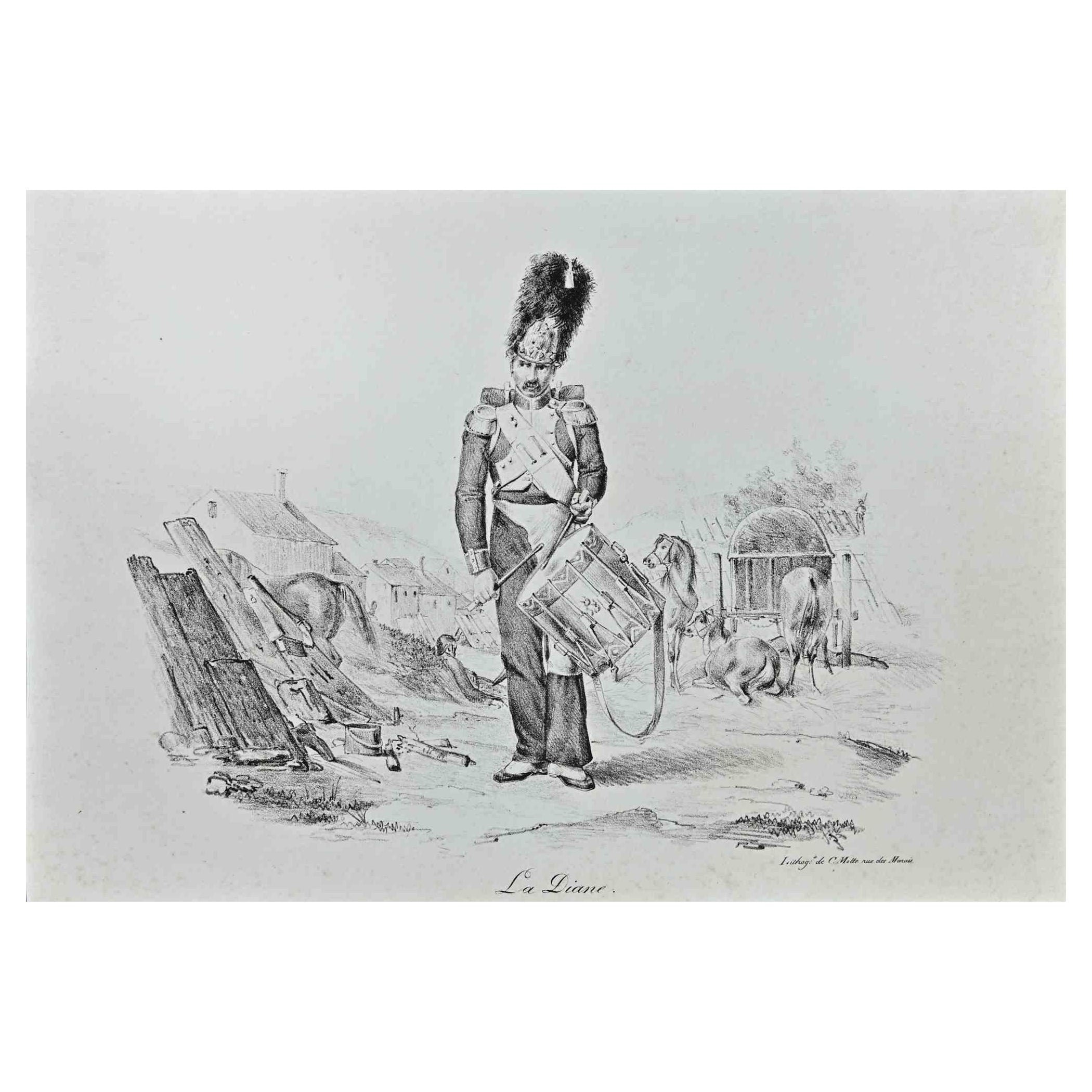 Le Diane – Originallithographie von Charles Motte – 19. Jahrhundert