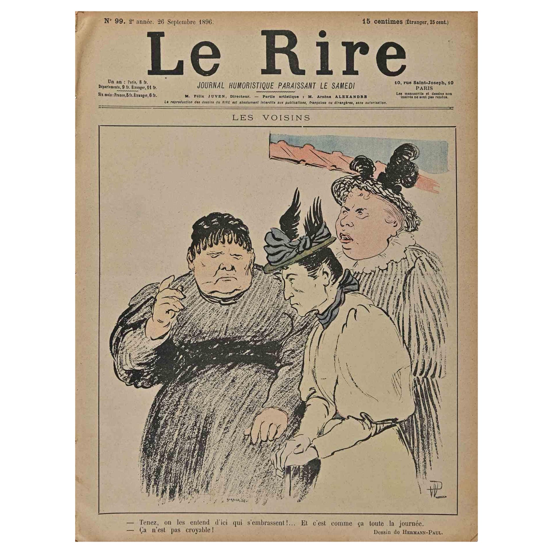 Hermann Paul Figurative Print - Le Rire - Vintage Comic Magazine - 1896