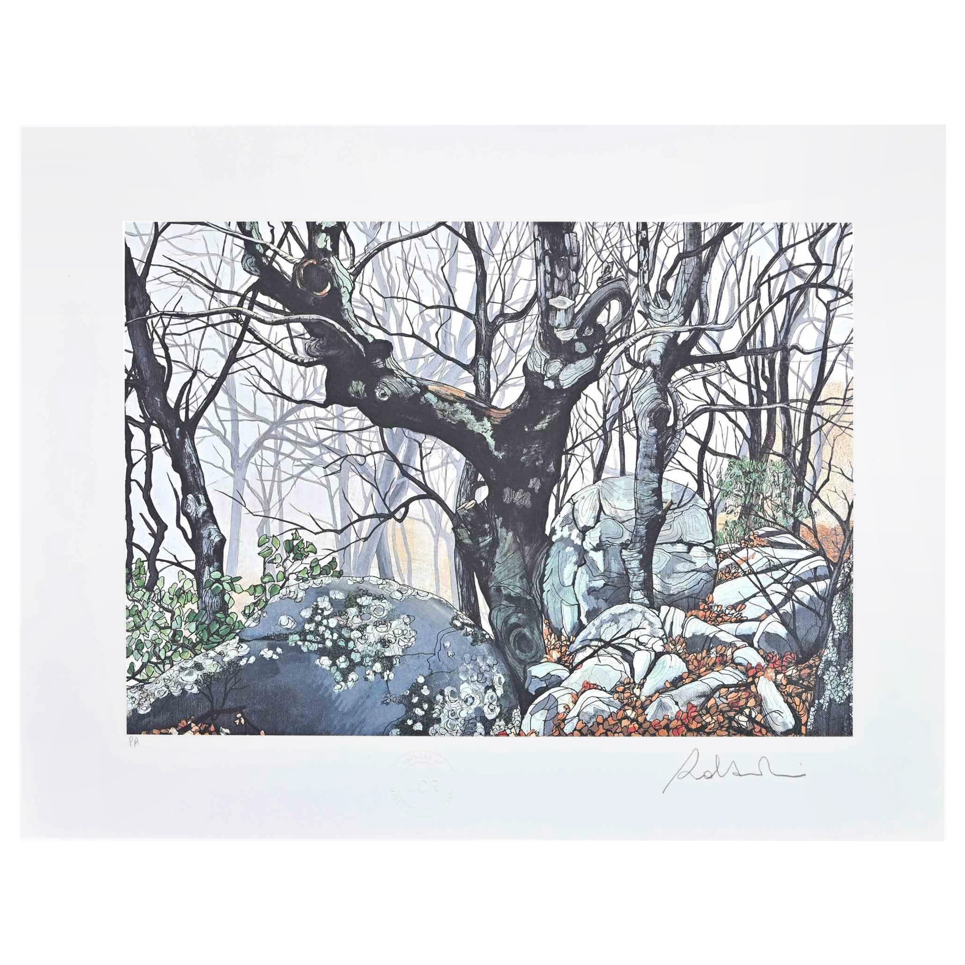 In the Forest - Original Screen Print by Rolandi - 1980s