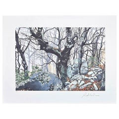 Vintage In the Forest - Original Screen Print by Rolandi - 1980s