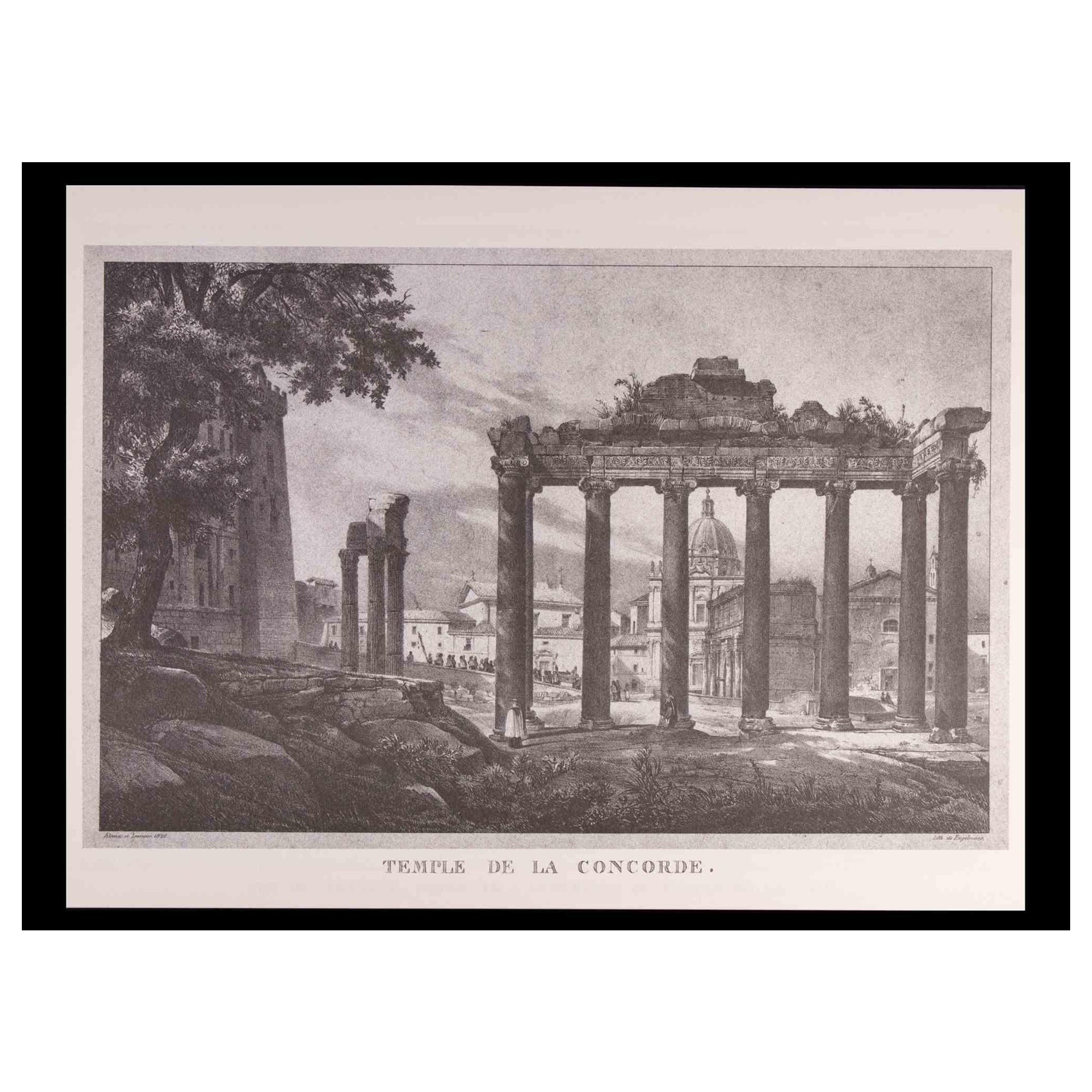 Godefroy Engelmann Figurative Print – Römische Tempel und Ruinen – Original Offset nach G. Engelmann – Ende des 20. Jahrhunderts
