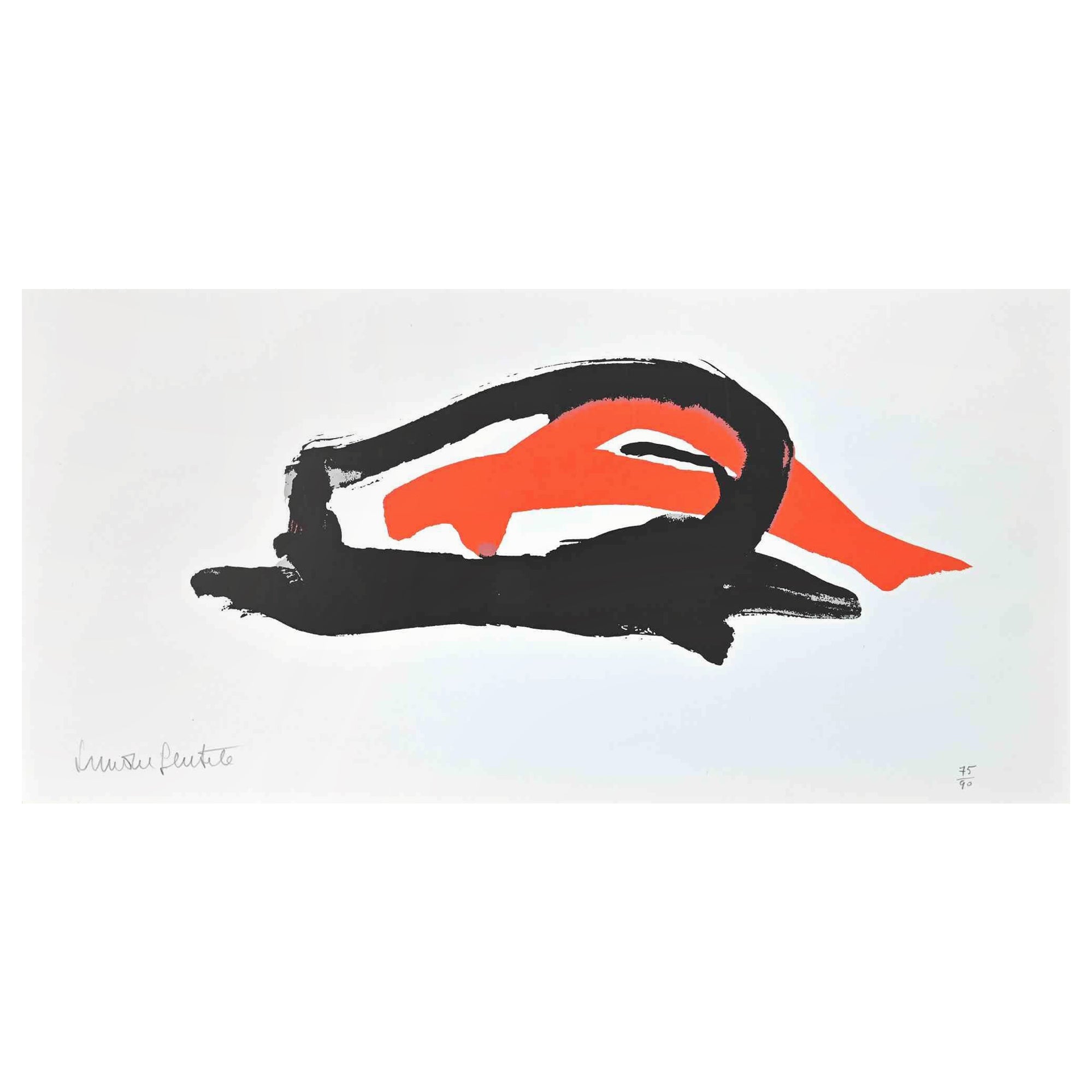 Abstract Composition is an original Lithograph realized by Simone Gentile in the 1980s.

Hand-signed.

Numbered. Edition, 75/90.

The artwork is depicted through confident strokes in a well-balanced composition.