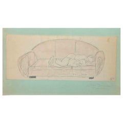 Sleeping - Original Drawing by Suzie Bernardeau - Mid 20th Century