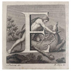 Antiquities of Herculaneum -  Letter E - Etching by V. Aloja - 18th Century