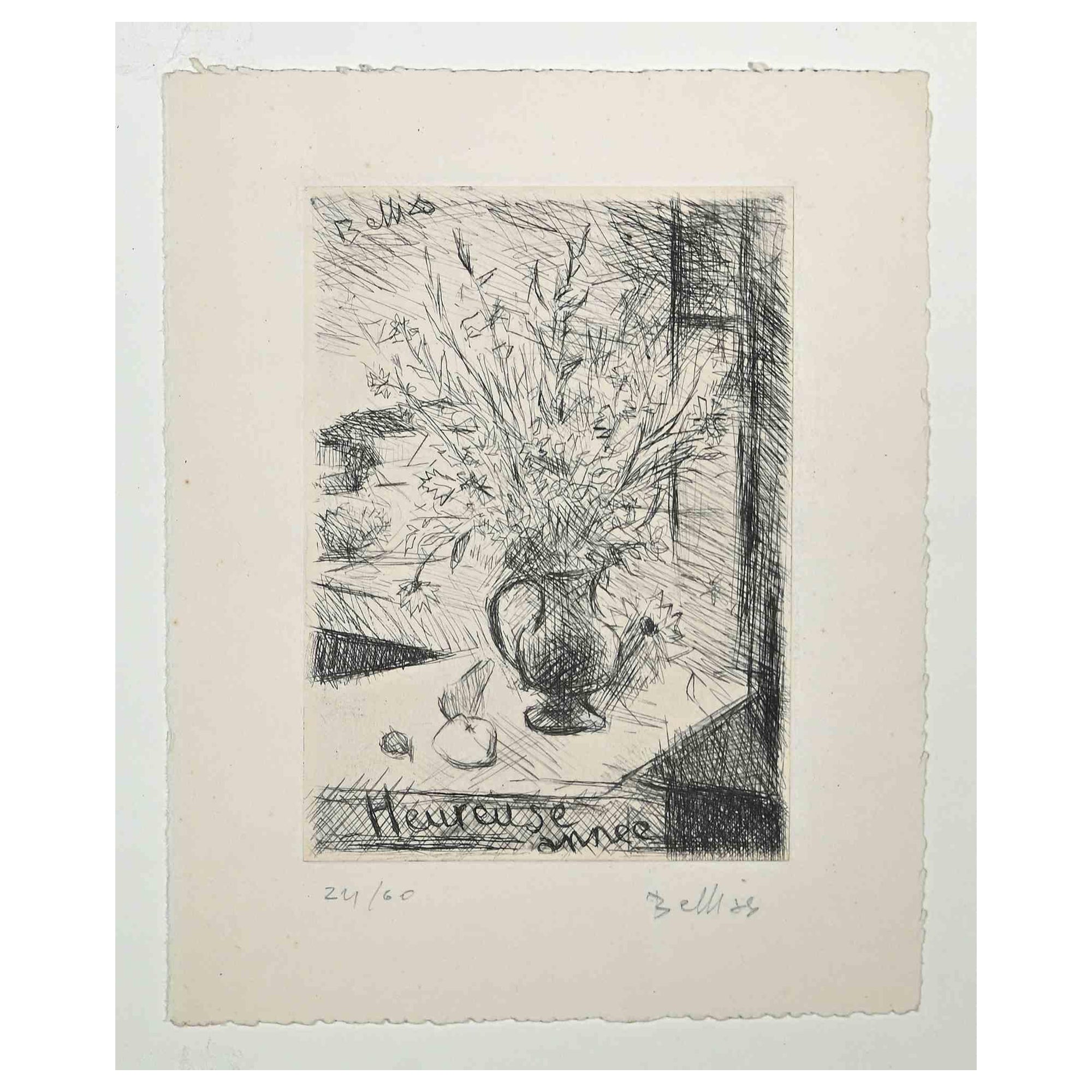 The Flower Vase is an original etching print on paper realized by Richard Bellies in 1950s.

Hand-signed and dated on the lower right.

Numbered, edition of 24/60 prints.

Included a Passepartout.

The state of preservation of the artwork is very