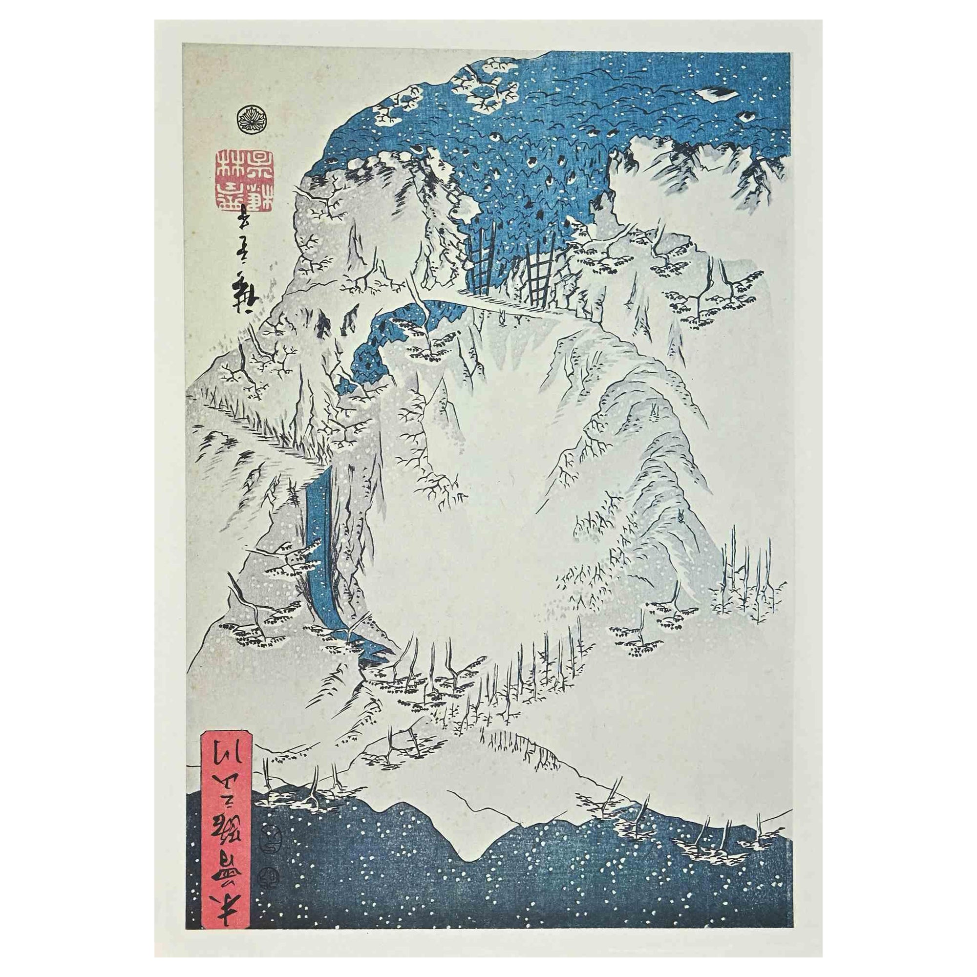 Utagawa Hiroshige Landscape Print - Snow Scene along Kiso Route