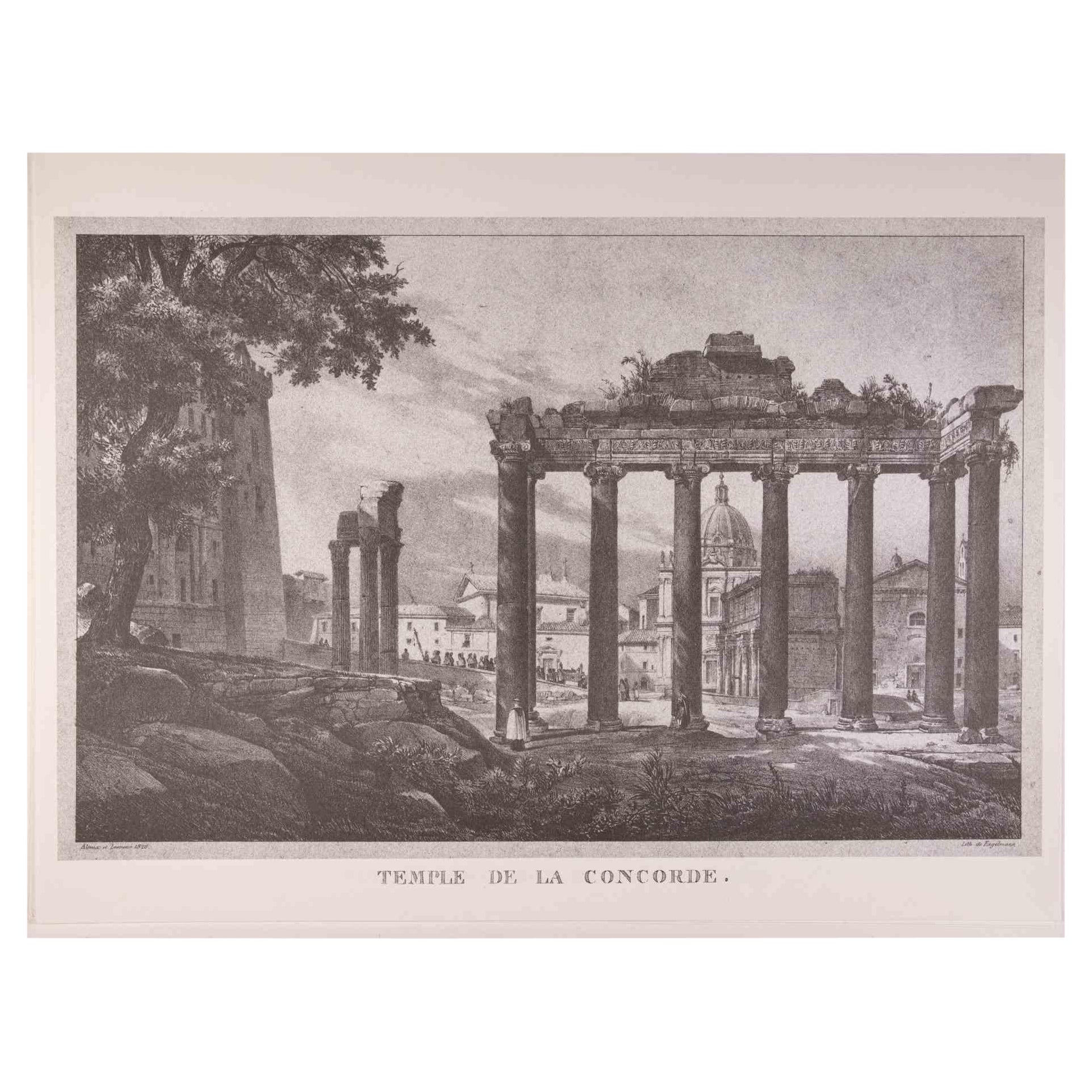 Godefroy Engelmann Figurative Print - Roman Temples and Ruins - Offset After G. Engelmann - Late 20th Century