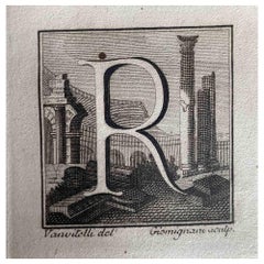 Antiquitäten von Herculaneum -  Buchstabe R - Radierung - 18. Jahrhundert