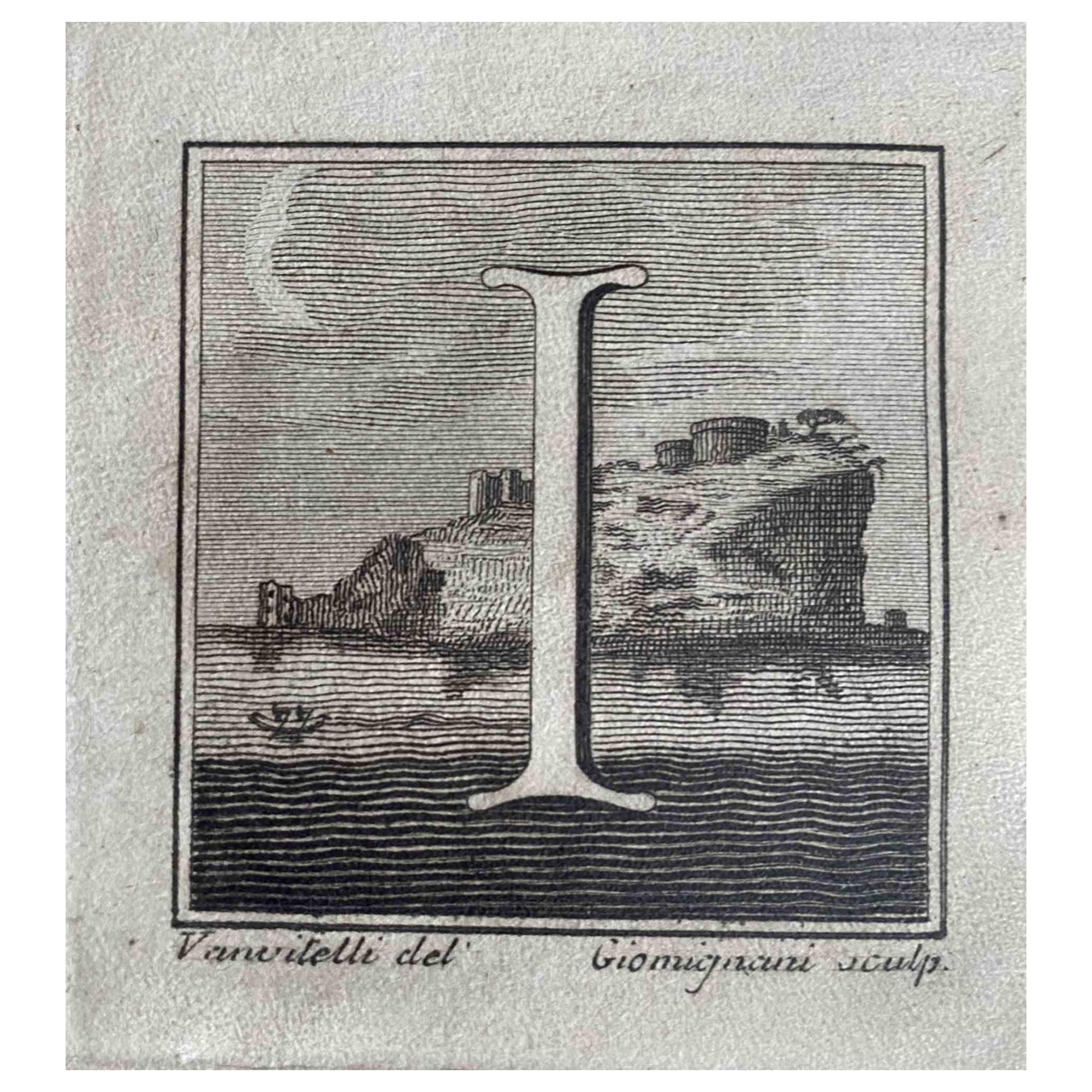 Figurative Print Unknown - Antiquités d'Herculanum -  Lettre I - Gravure  XVIIIe siècle