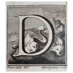 Antiquités d'Herculanum -  Lettre D - Gravure  XVIIIe siècle