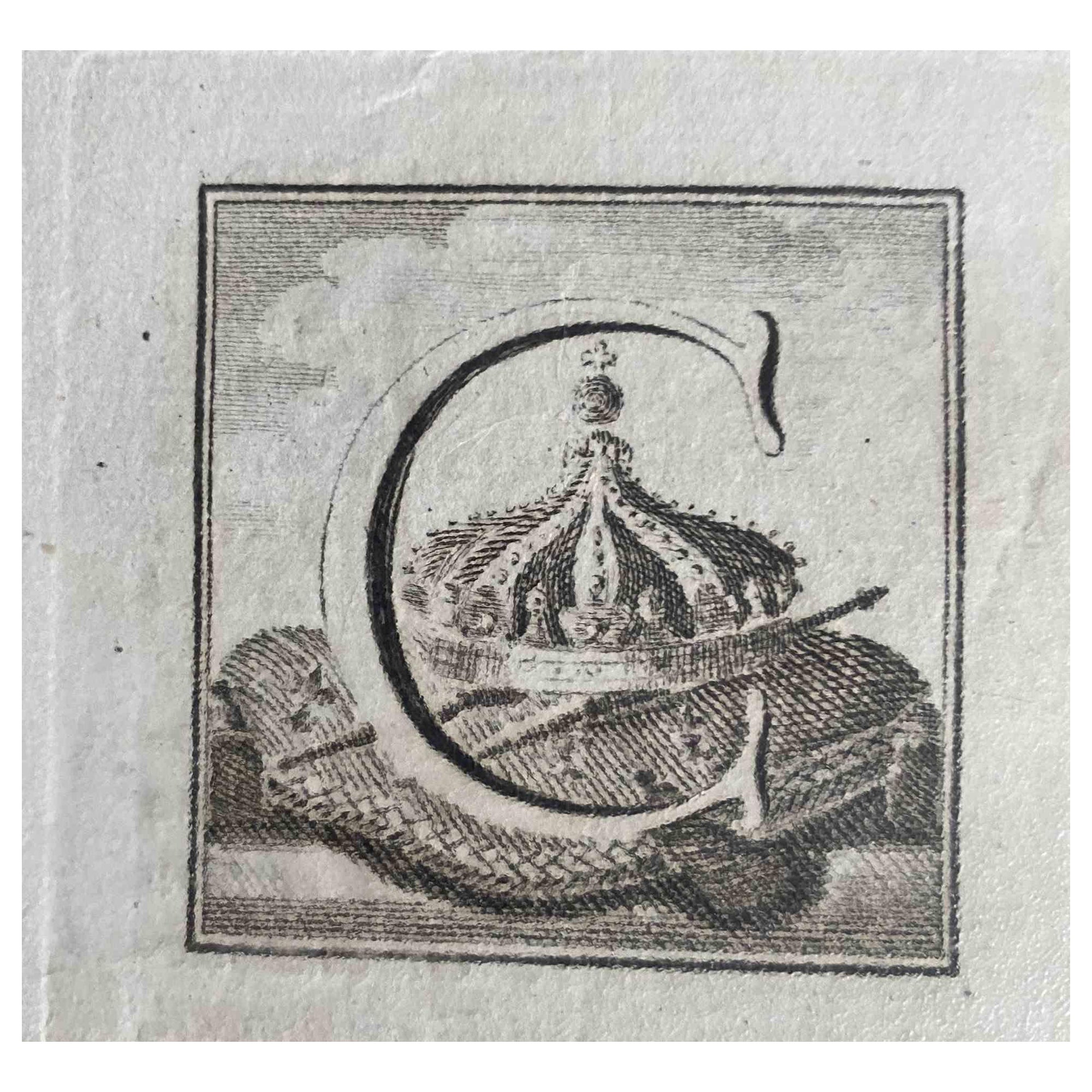 Figurative Print Unknown - Antiquités d'Herculanum -  Lettre C - Gravure  XVIIIe siècle